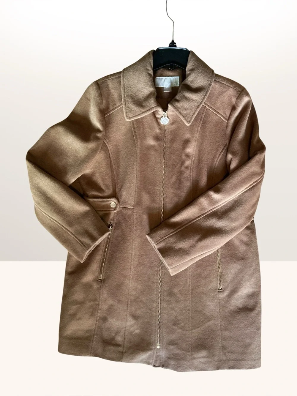 NWOT Michael Kors Classic Zip-Front Women's Coat in Camel XLP